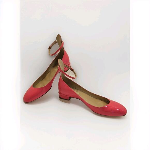 Valentino Garavani 37 Pink Fuchsia Patent Tango Ankle Strap Ballet Low Heel - Picture 8 of 16